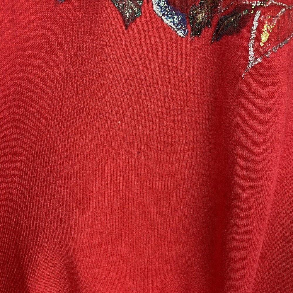 Vintage Ugly Christmas Sweatshirt Large Wreath Red Fruit Of The Loom 50/50 USA - Picture 8 of 11